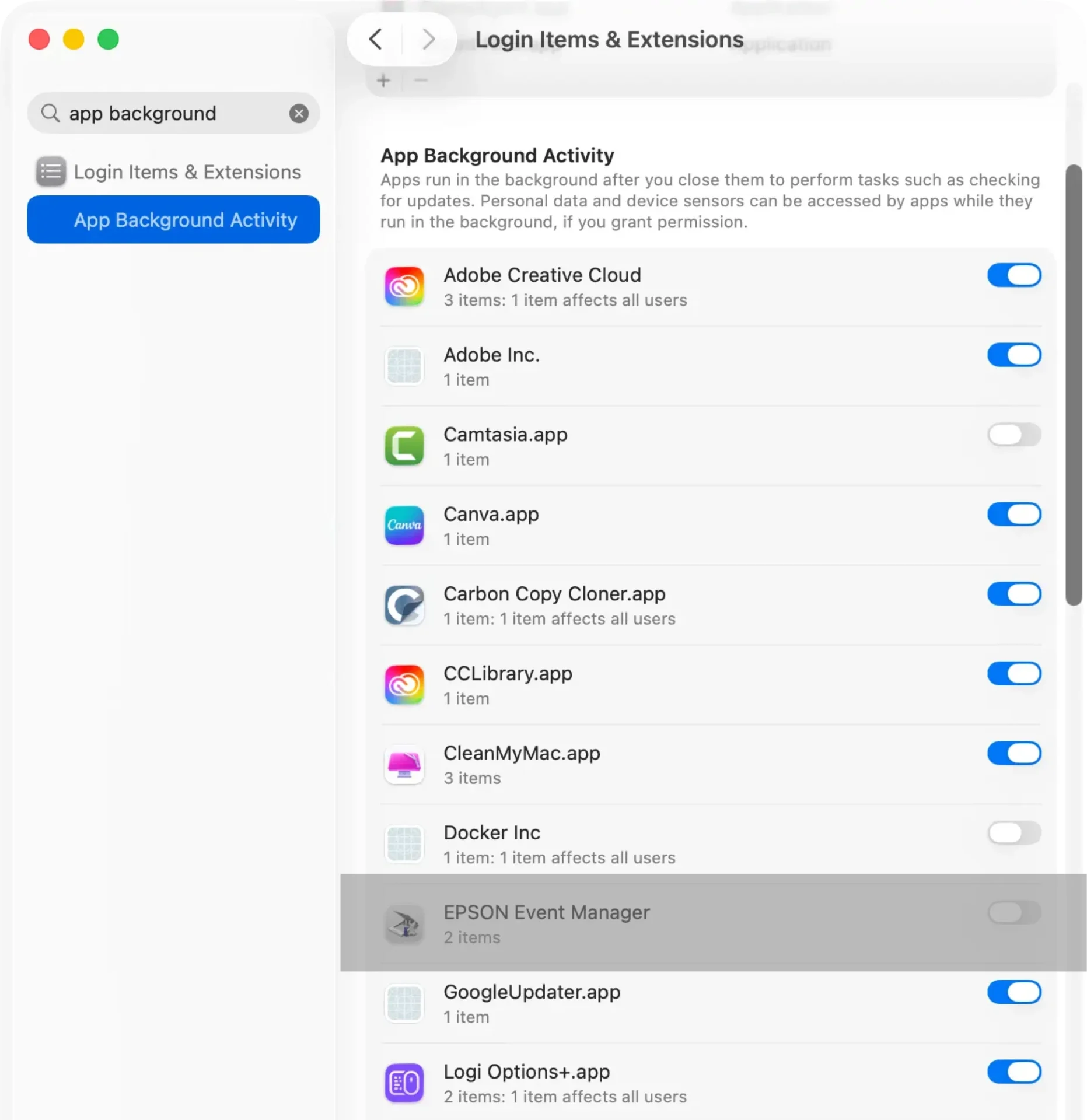 dbw scanner disable epson event manager macOS
